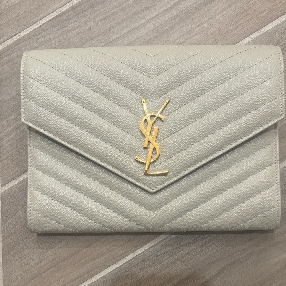 YSL CREAM CLUTCH